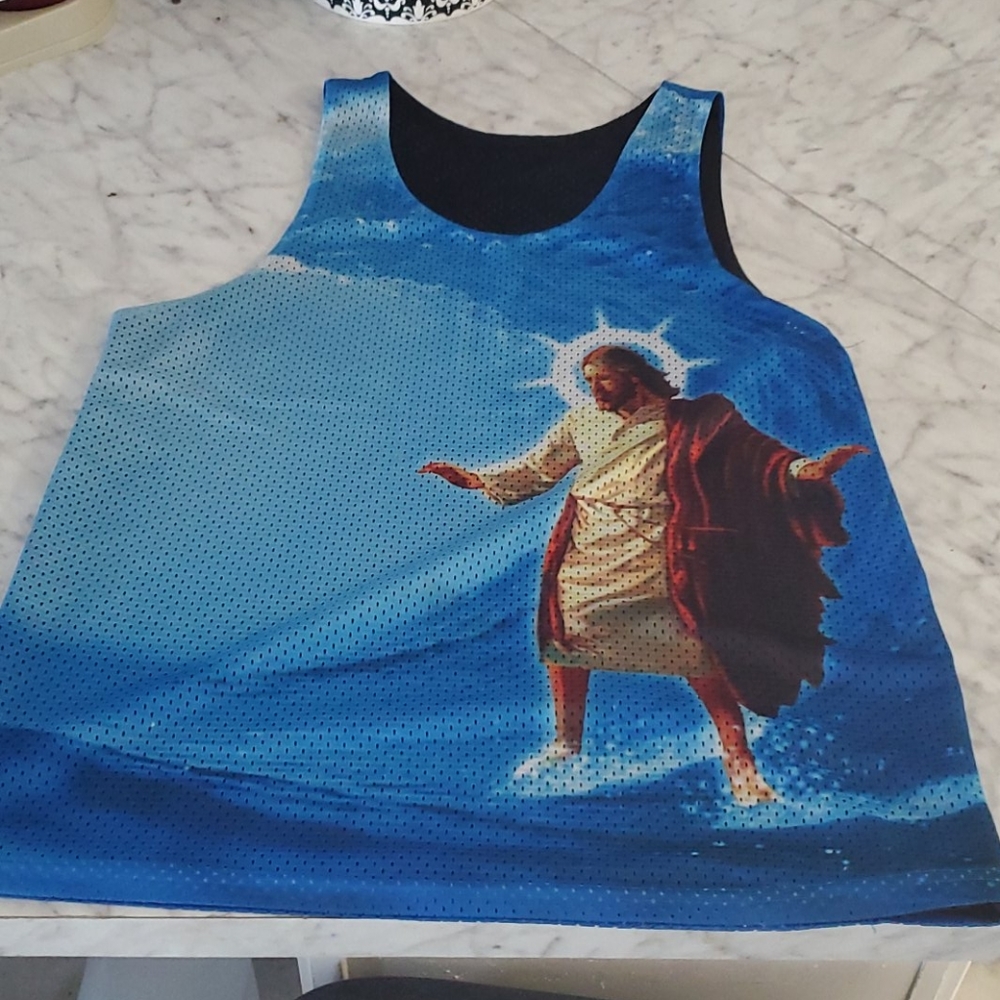 Satirical Jesus tank top